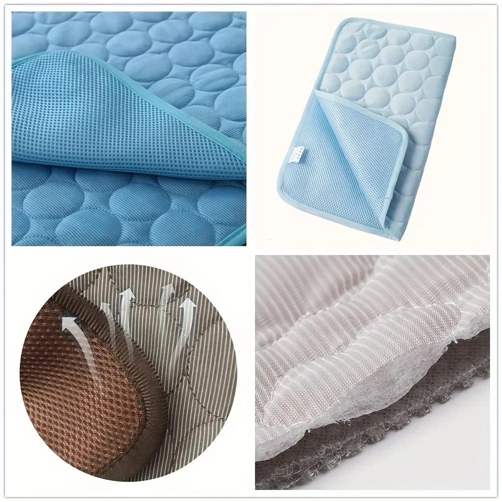 Summer Pet Cooling Mat – Ice Silk Dog & Cat Cushion Bed