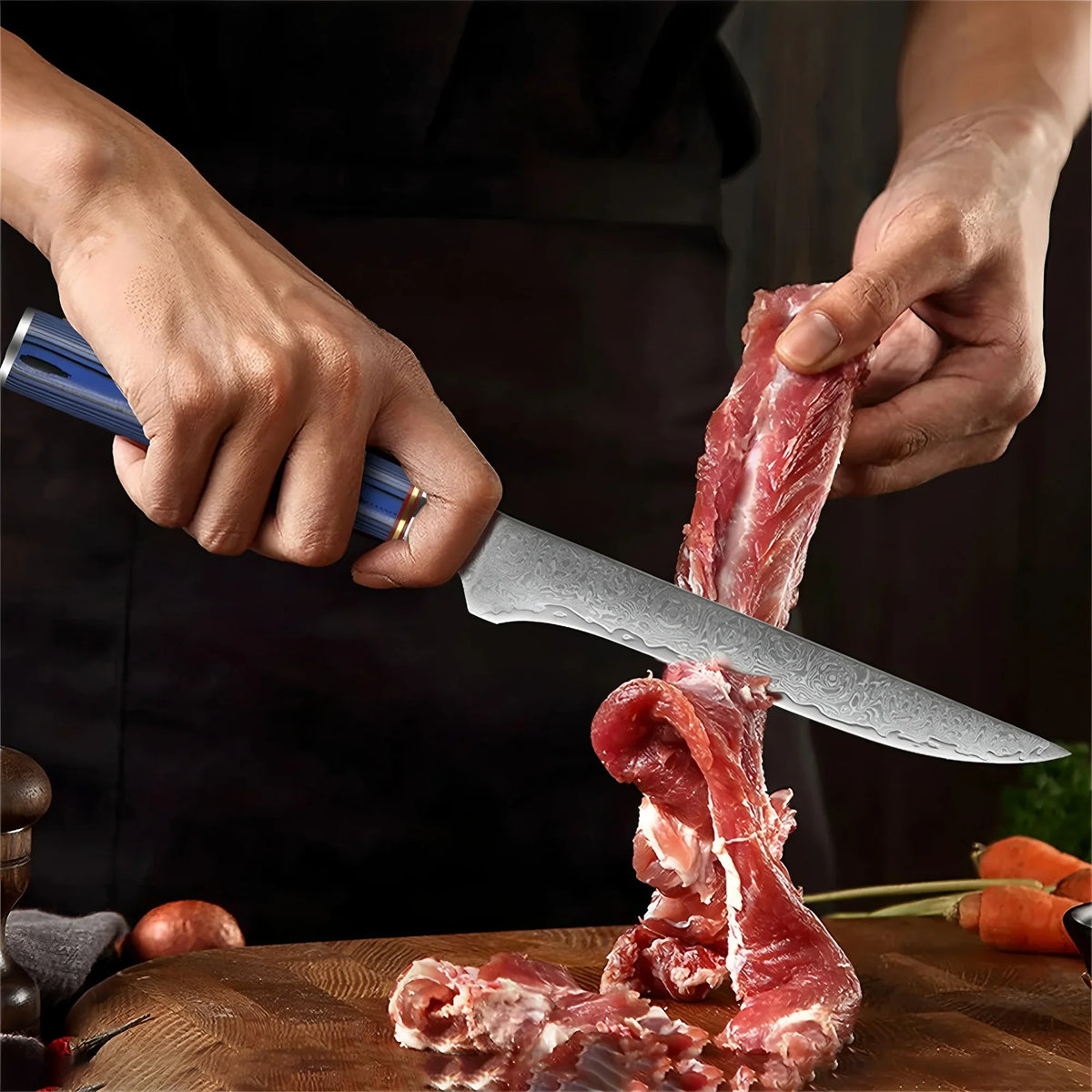 67-Layer Damascus Steel Boning Knife – Handmade Kitchen Knife