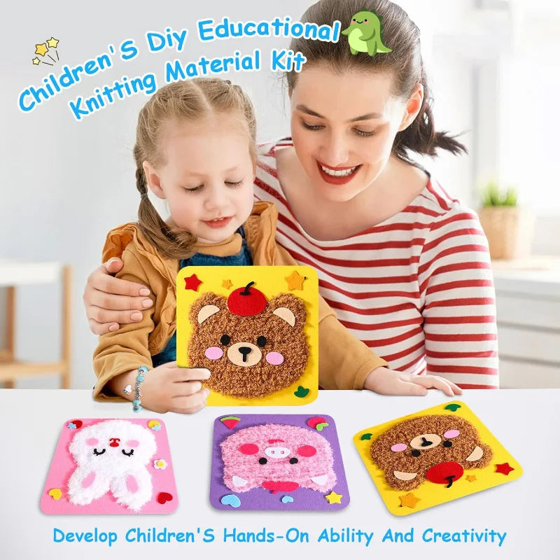 DIY Cartoon Animal Embroidery Doll Kits Fun Non-woven Fabric