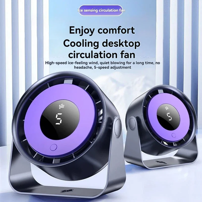 URGGU 5-Speed USB Rechargeable Desktop & Wall Fan | Digital Display