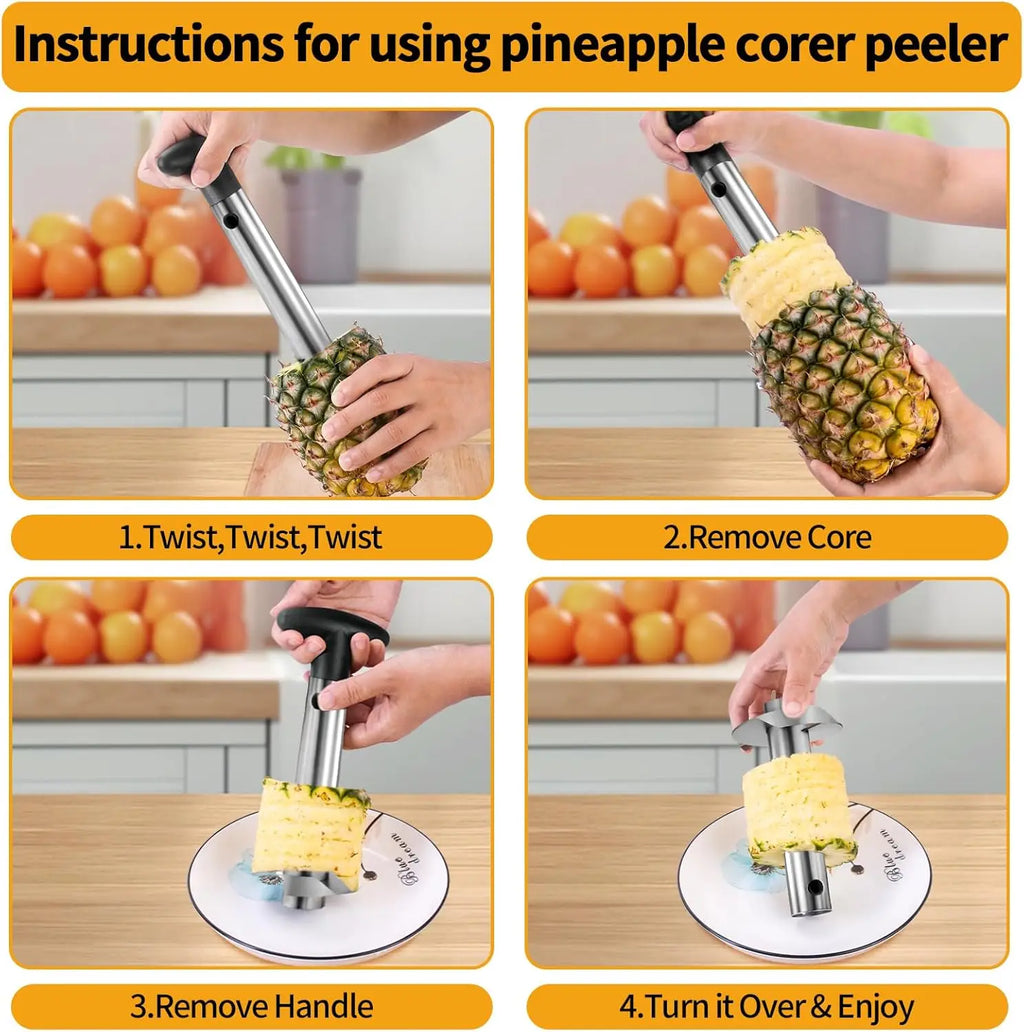 Stainless Steel Fruit Corer & Slicer Set – Pineapple & Apple