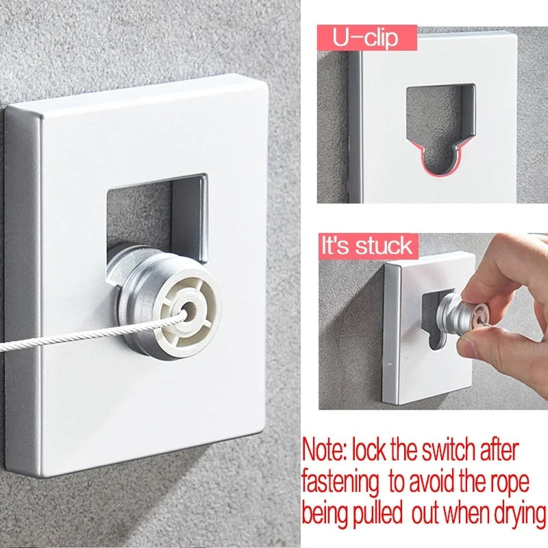 Retractable Clothesline Wall-Mount Space-Saving Clothes Drying Rack