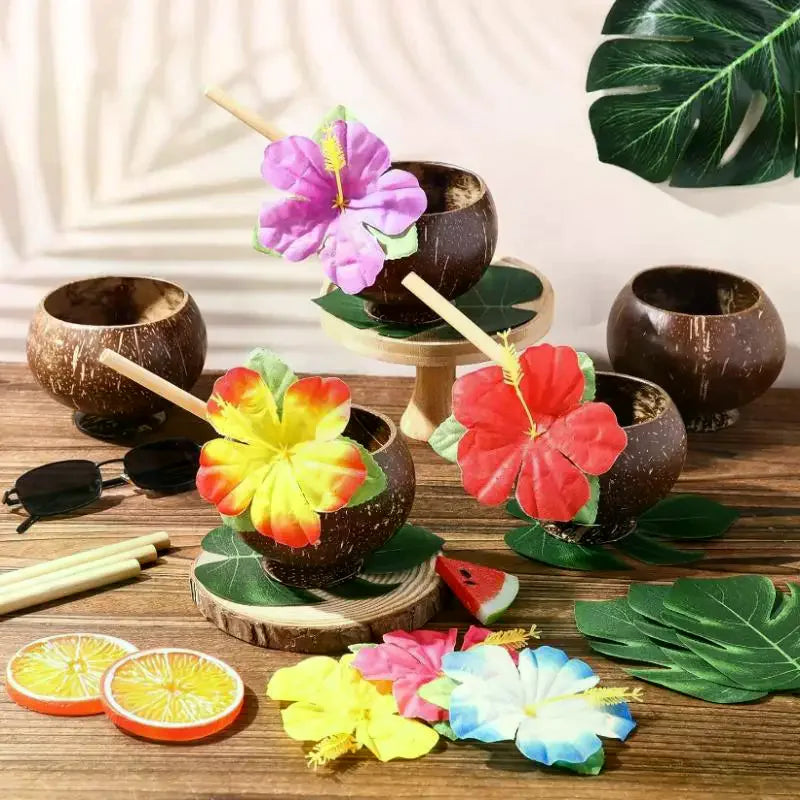 Handcrafted Natural Coconut Shell Stemmed Bowl | Eco Tableware
