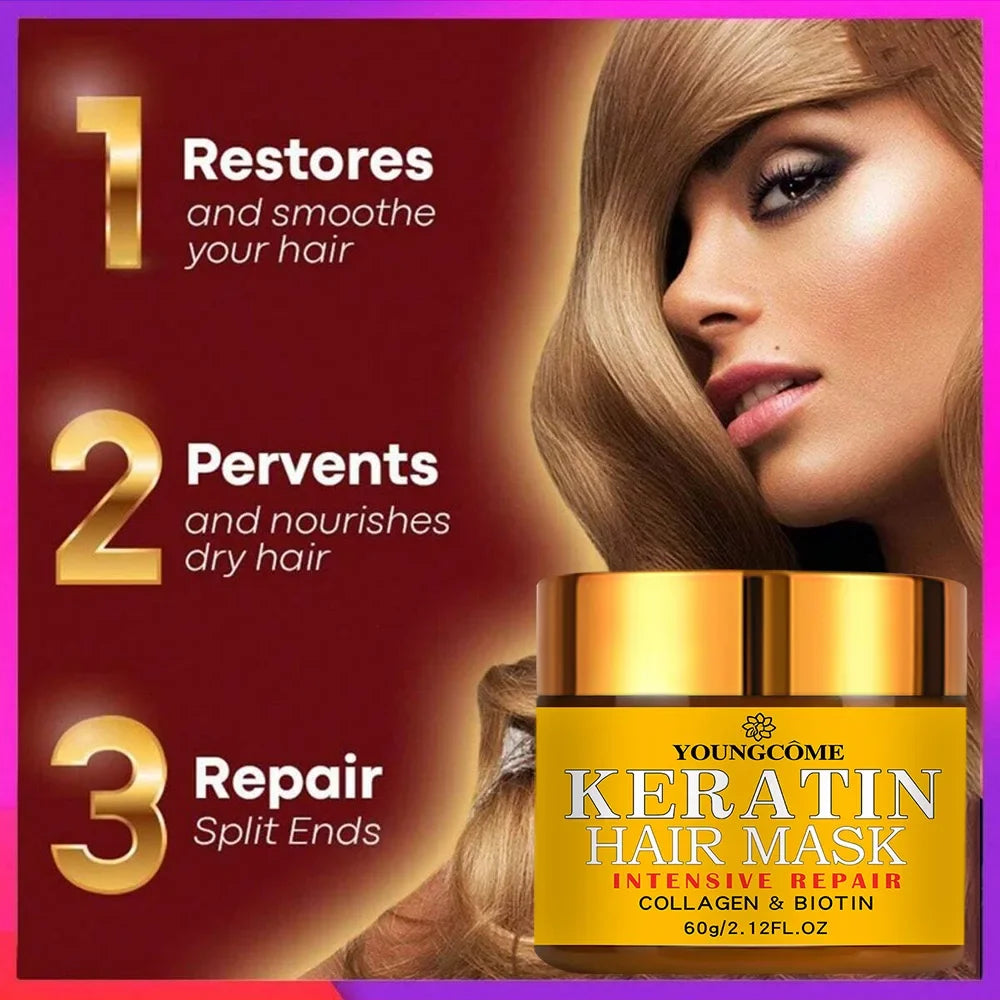 YOUNGCOME Keratin Hair Mask – Biotin, Collagen & Essential Oil