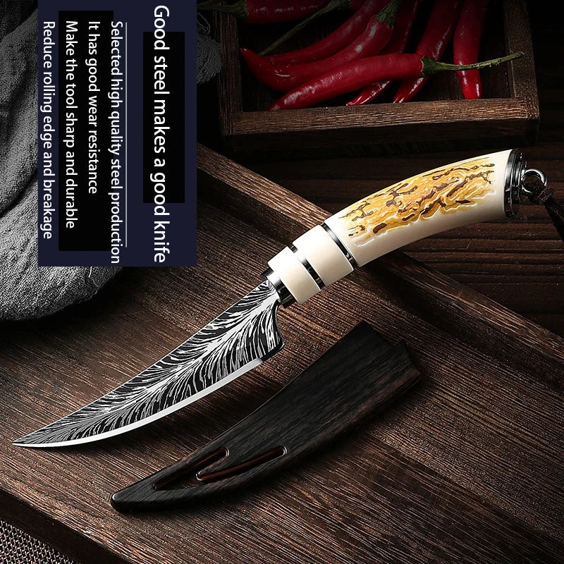 Damascus Boning Knife with Blade Cover – 10.7" Japanese Steel