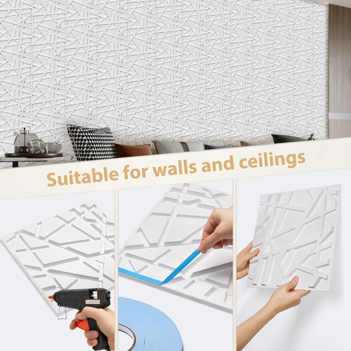 20 3D Pvc Wall Panels Indoor Decoration Living Room Hall Bedroom