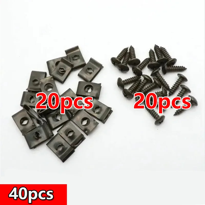40pcs U-Type Metal Tapping Screw Clips – Car & Motorcycle