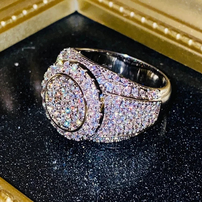 Huitan Women's Cubic Zirconia Pave Ring – Sparkling Party Band