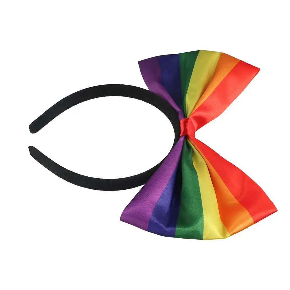 Rainbow Bow Headband – Colorful Fabric Hair Hoop for Parties