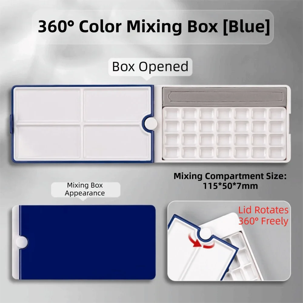360° Rotating Watercolor Palette – 28-Grid Detachable Paint Box