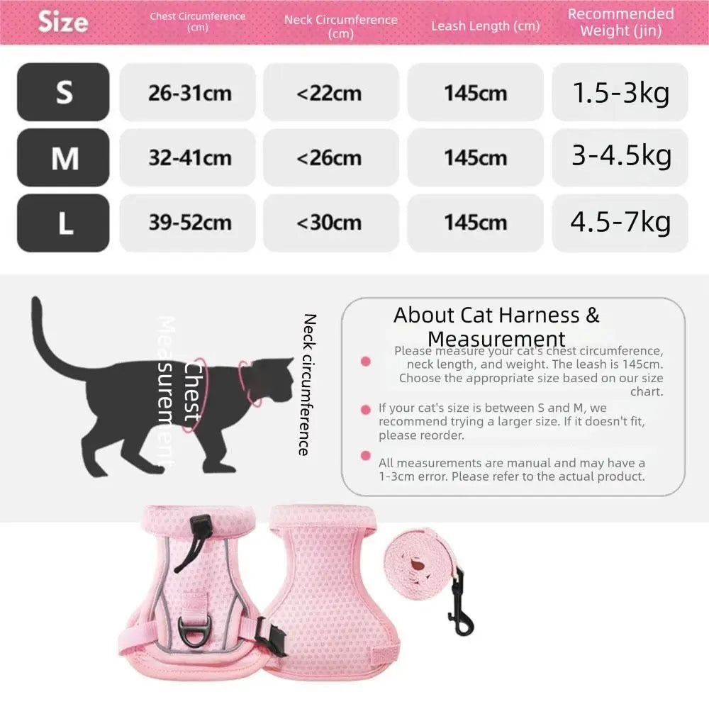 Reflective Cat Harness Vest – Adjustable & Escape-Proof