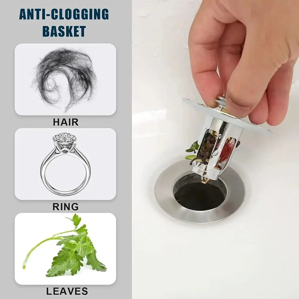 Anti-clogging Basket Wash Basin Bounce Drain Filter Hair Catcher