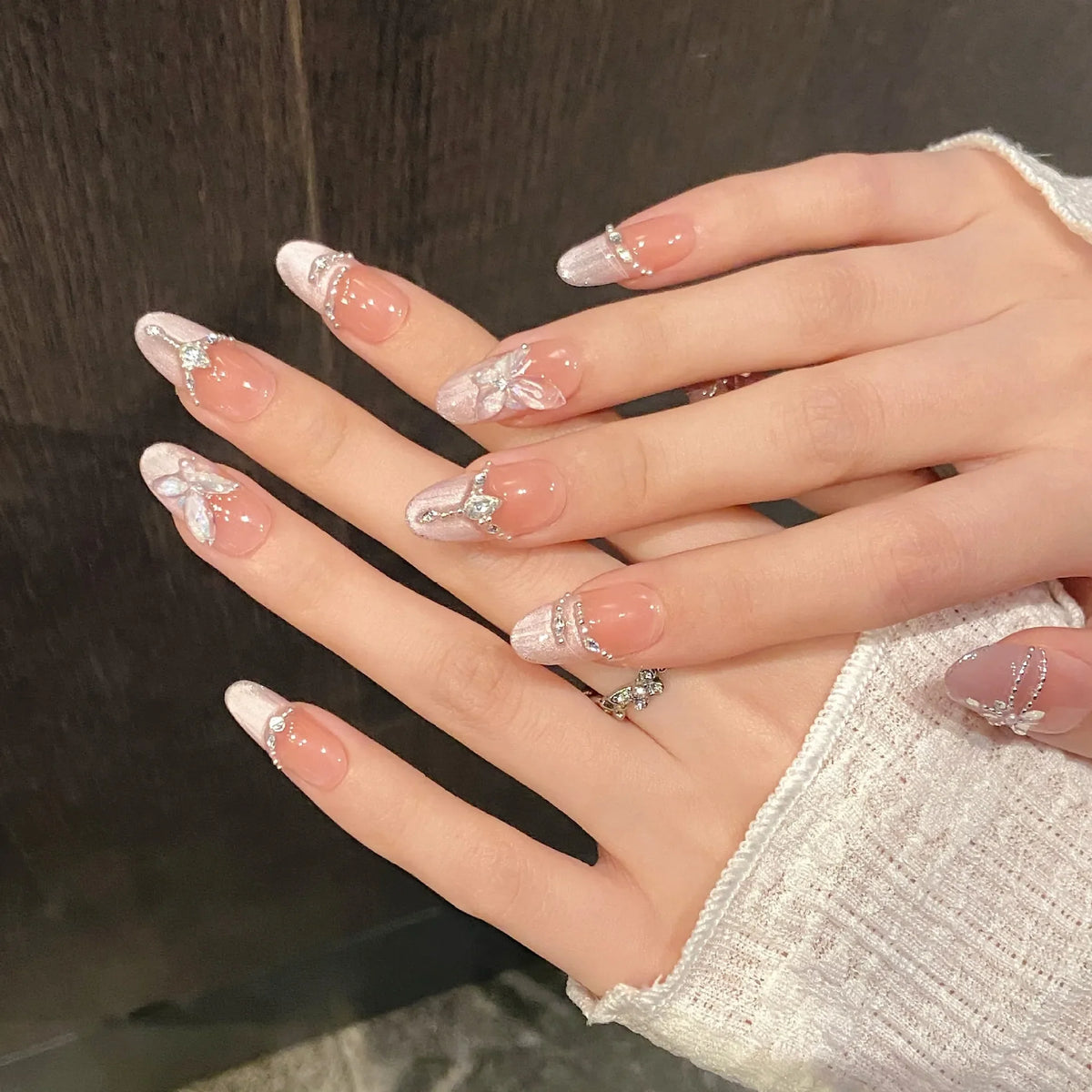 Purple Cat Eye Press-On Nails | Glitter Butterfly 10pc Set