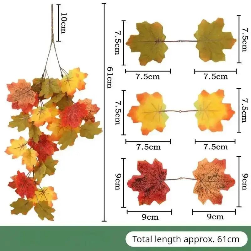 Halloween Simulated Maple Leaf Vine Wall Hanging Autumn Party Rattan