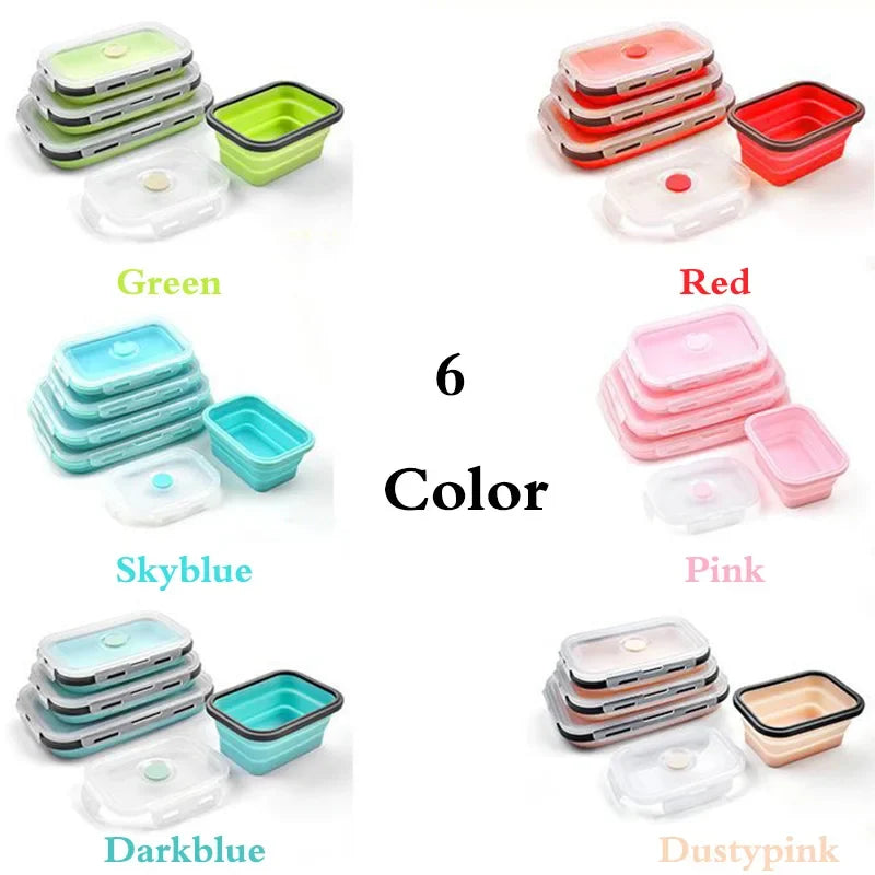 Foldable Silicone Lunch Box Set | Collapsible Food Containers