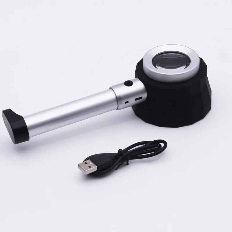 10x Power Handheld Magnifier Rechargeable Magnifying Glass 3LED Light