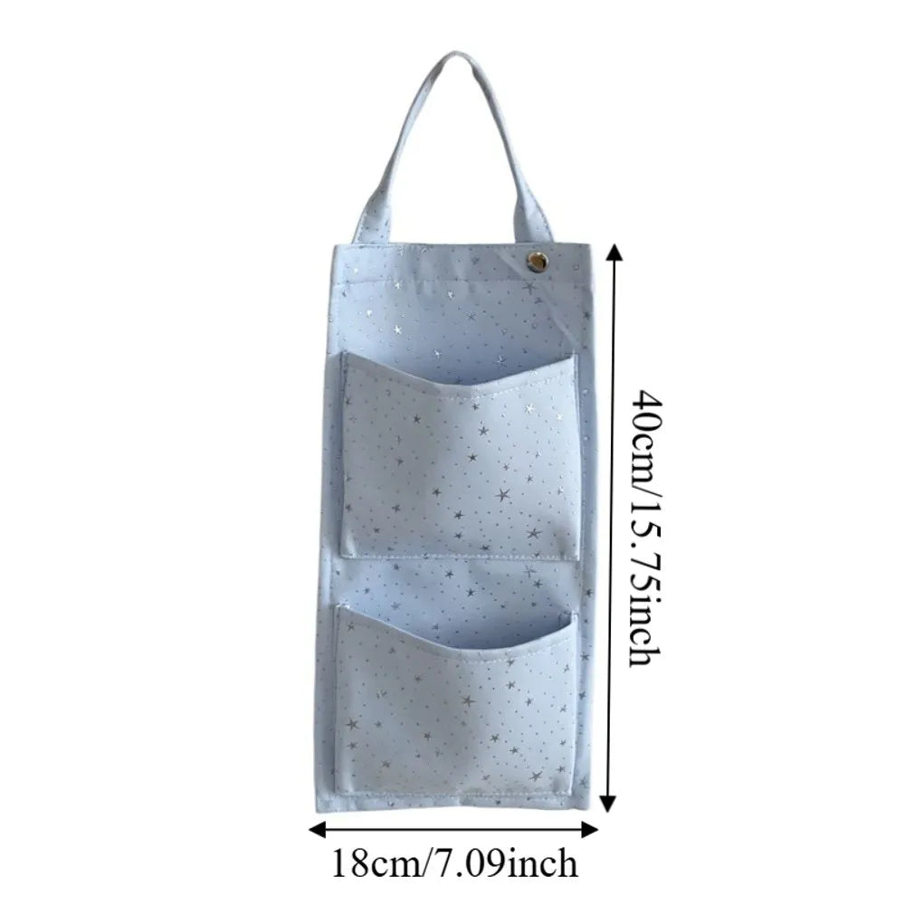 Star Pattern Fabric Hanging Wall Organizer | Multi-Pocket Bag