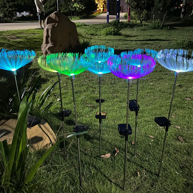 Outdoor Waterproof Solar Led Fiber Optic Jellyfish Light Atmosphere