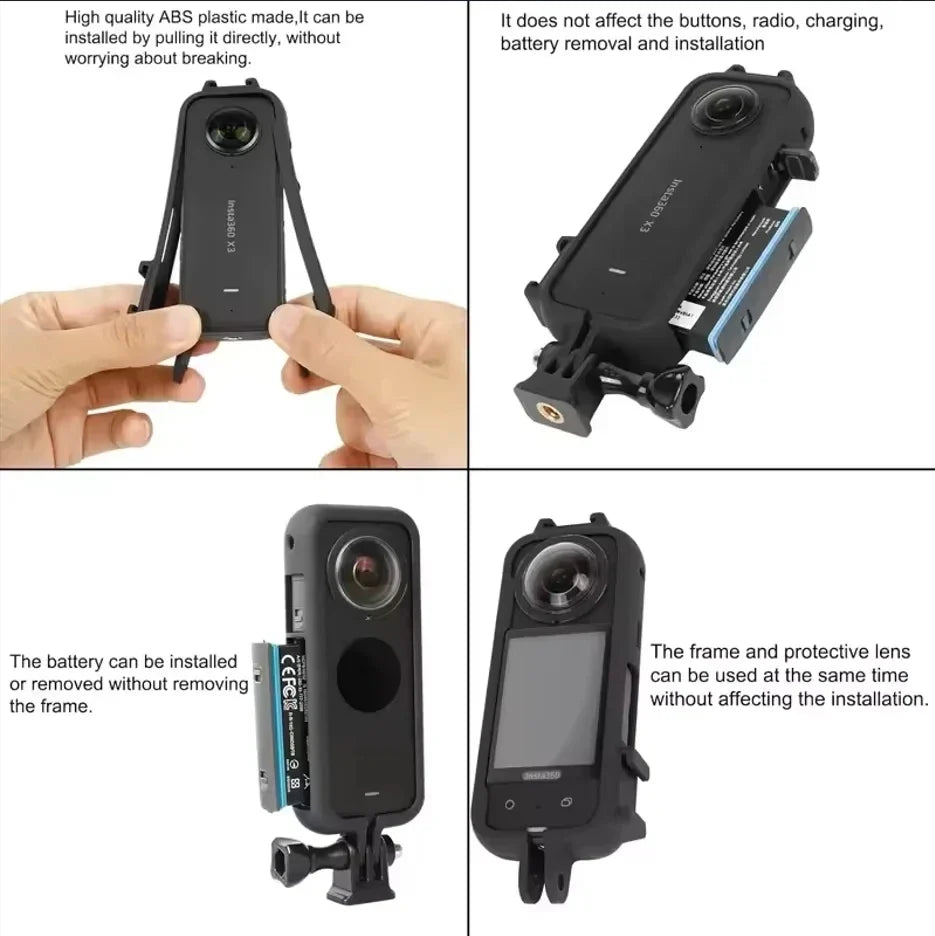 Insta360 X3 Protective Frame PC Case with Cold Shoe Mount