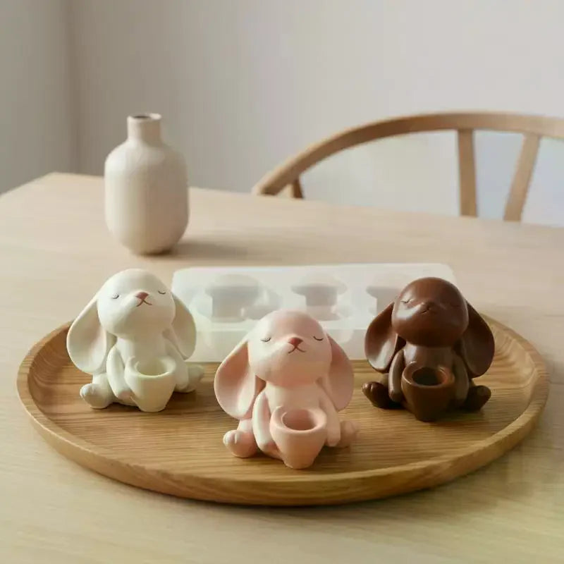 3D Rabbit Silicone Mold – Easter Bunny Candle, Soap & Craft