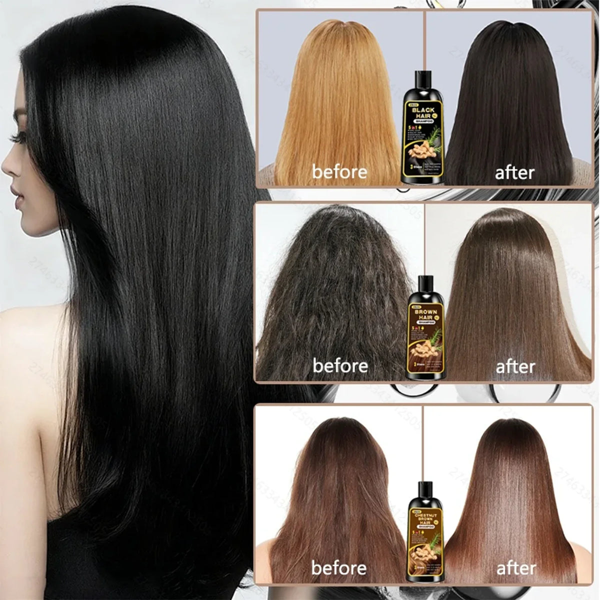 5-in-1 Ginger & Biotin Hair Dye Shampoo – Gray Coverage