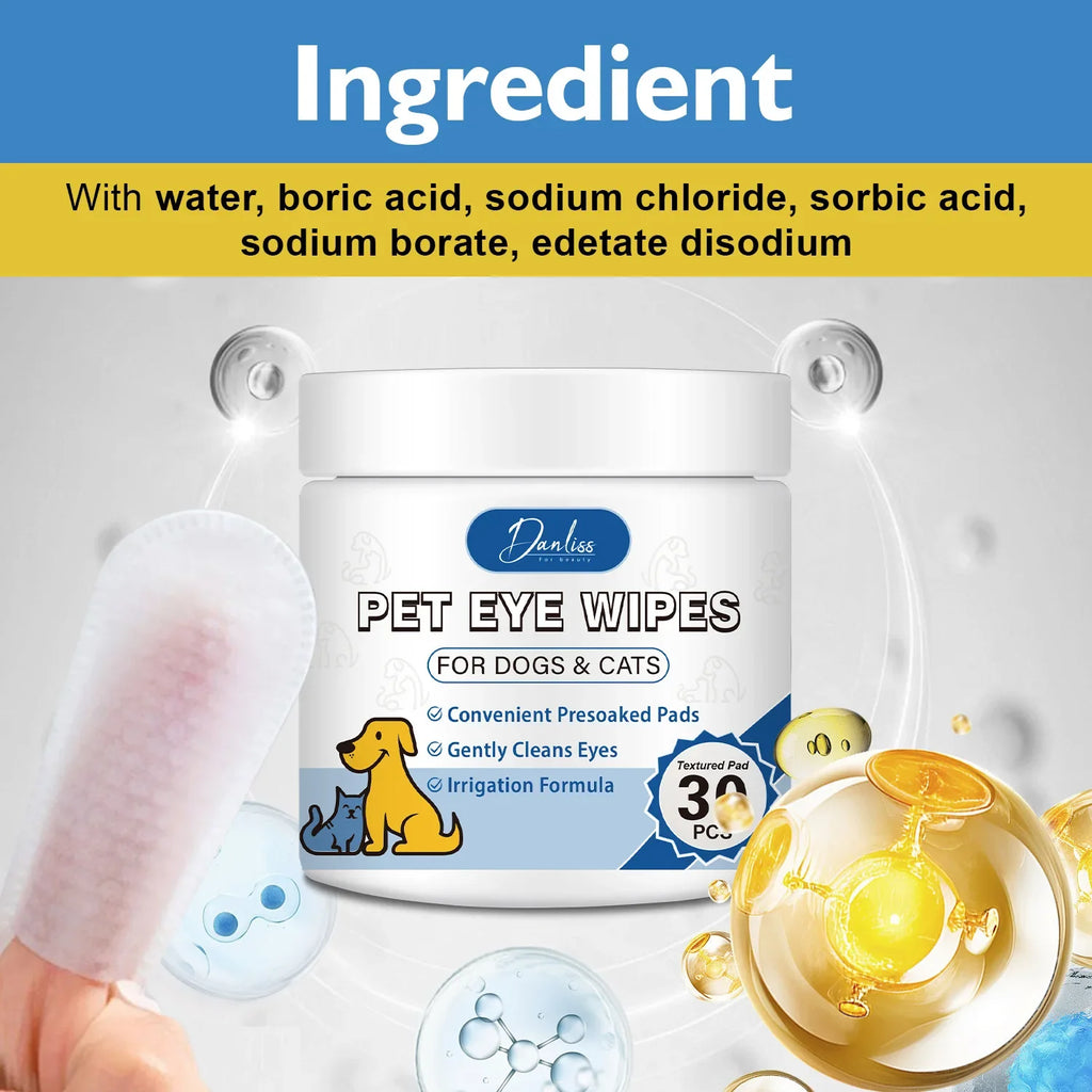 30-Pack Pet Eye Cleaning Wipes – Tear Stain Remover Dogs & Cats