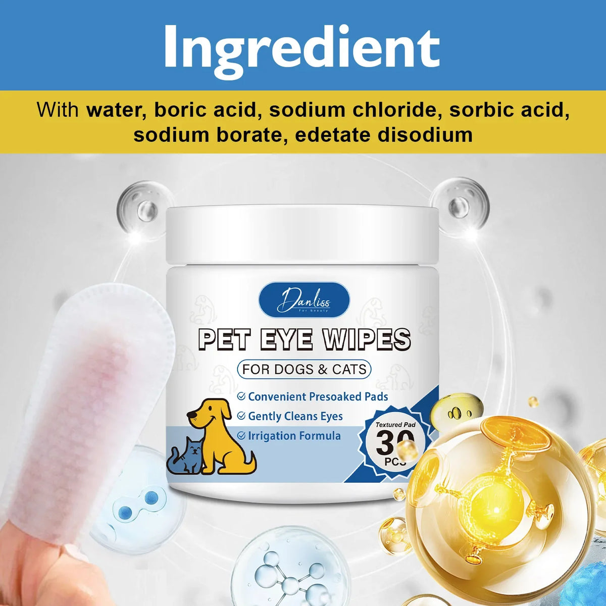 30-Pack Pet Eye Cleaning Wipes – Tear Stain Remover Dogs & Cats