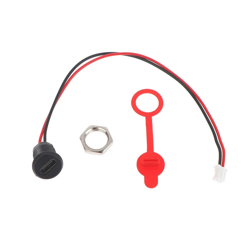 5 8 2Pin Charging Socket Female Mount Adapter USB Type-c Port