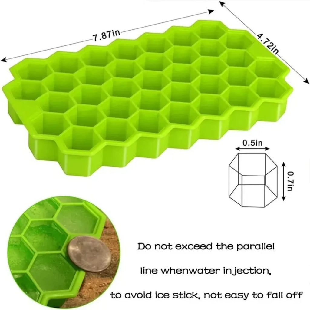Honeycomb 37-Grid Ice Cube Tray Silicone DIY Mold Lid Not Included