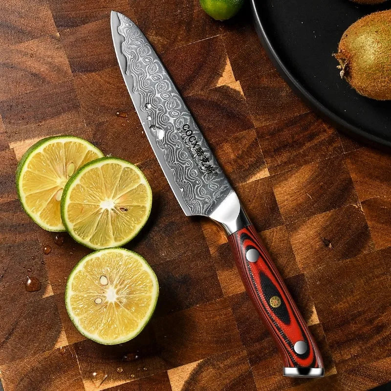Damascus Steel Japanese Chef's Knife – Sharp 14cm Utility Knife