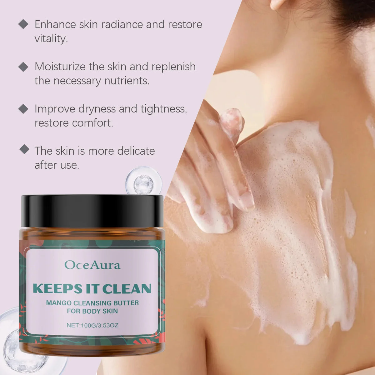 OceAura Gentle Body Cleansing Cream | Purifying Shower Gel 100g