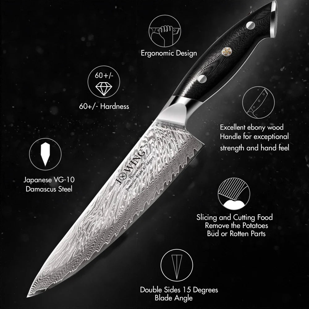 Damascus Chef's Knife – Sharp 21cm Stainless Steel Kitchen Knife