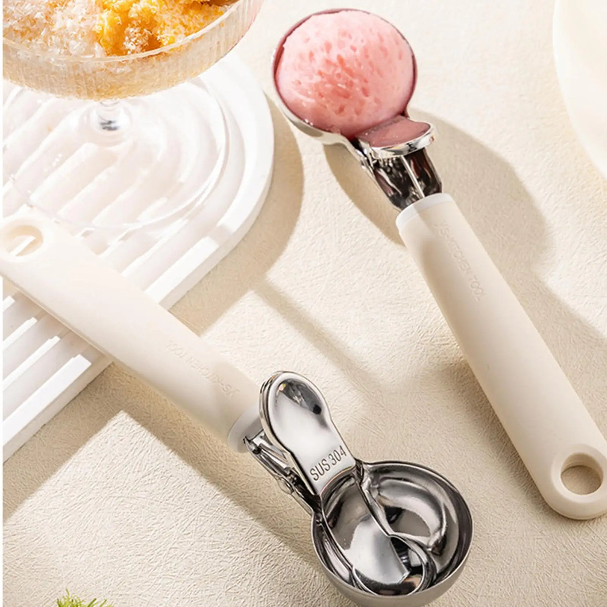 Ergonomic Trigger Ice Cream Scoop | Stainless Steel Anti-Slip