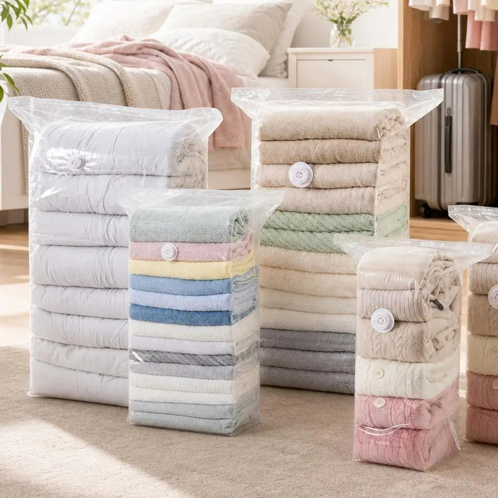 Pump-Free Vacuum Storage Bags for Clothes & Quilts | S–XL