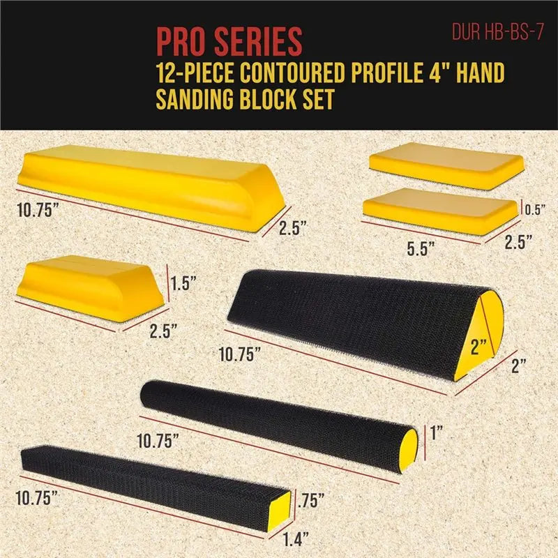 Y51A-Handheld Hook& Loop Sander Pads 7-Piece Hand Sanding Block