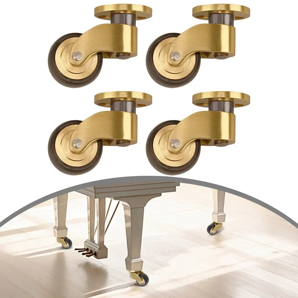 360° Brass Caster Wheels Set | Brushed Finish, Whisper-Quiet