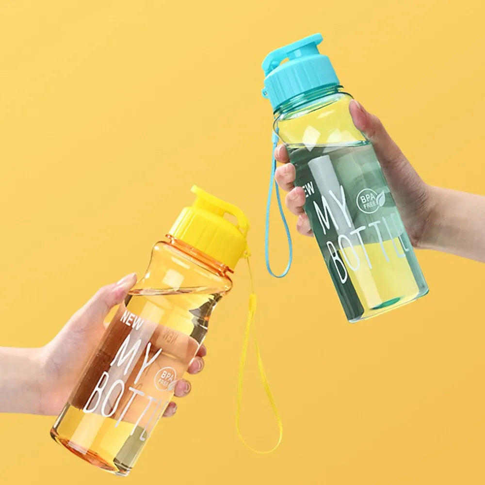 Plastic Water Bottle Portable Sports Cup Anti Drop Rope Outdoor