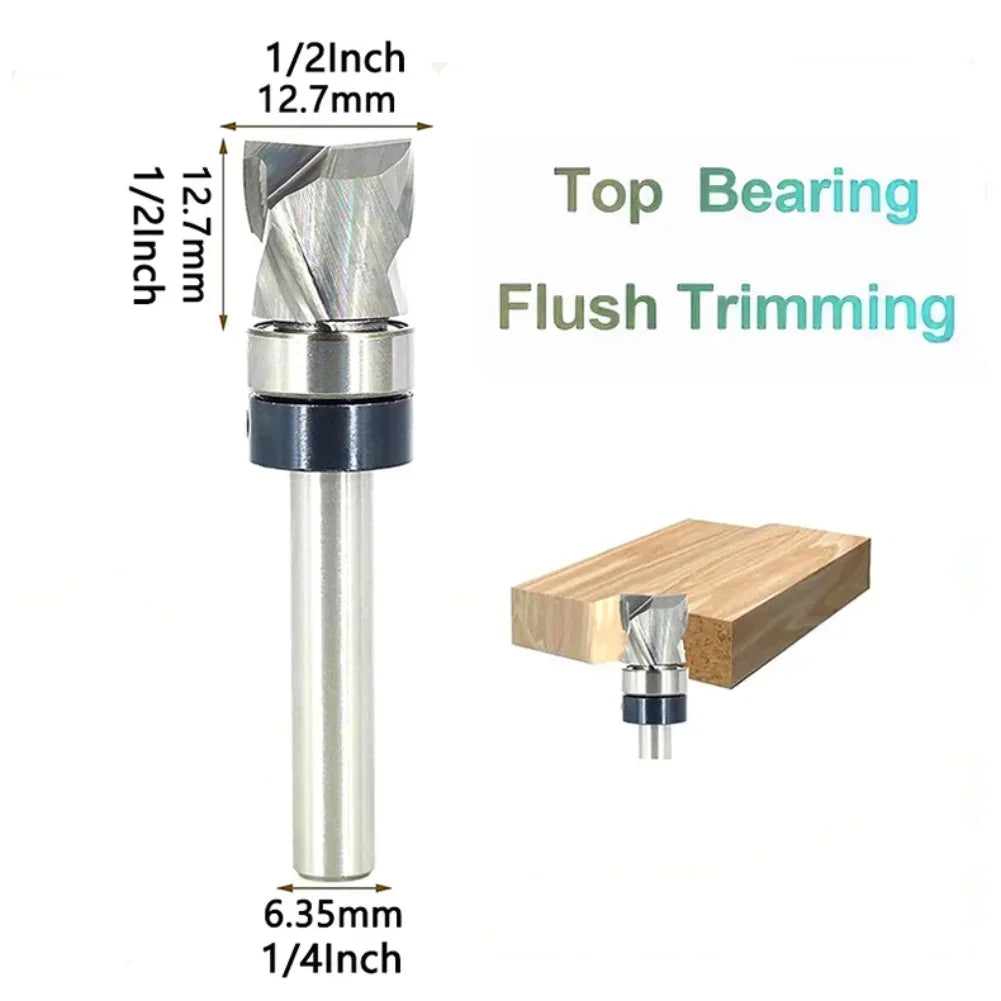 12.7mm Spiral Flush Trim Router Bit with Bearing | Wood Milling