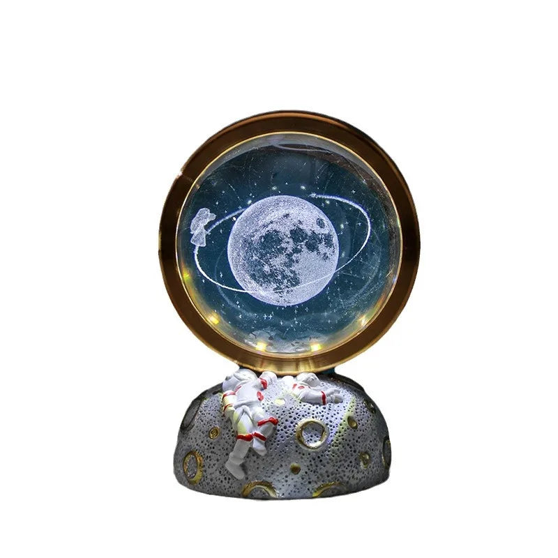 Astronaut 3d Engraved Crystal Ball Rotatable Night Light Creative