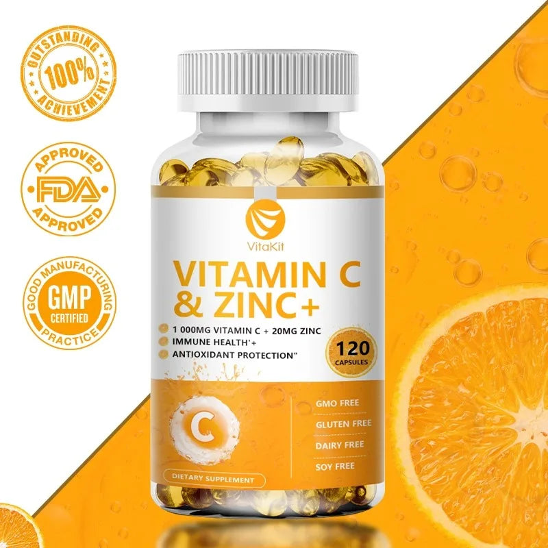 VitaKit Vitamin C 1000mg + Zinc 20mg – 120 Vegan Capsules