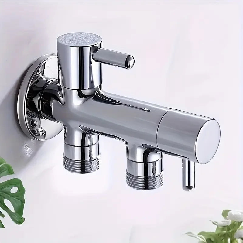 Dual Outlet Chrome Angle Valve G1/2 | Washing Machine Valve