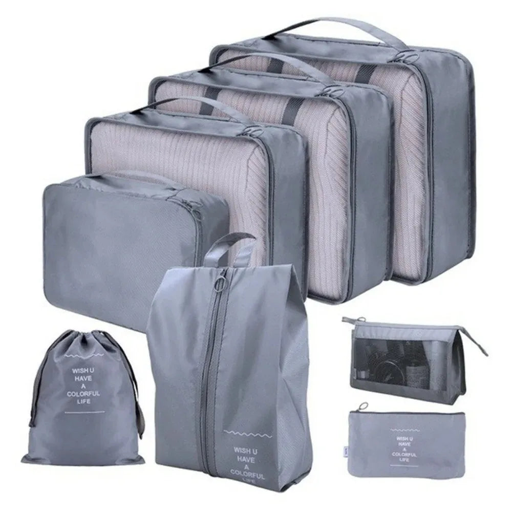 8-Piece Travel Packing Cubes Set – Waterproof Luggage Organizer