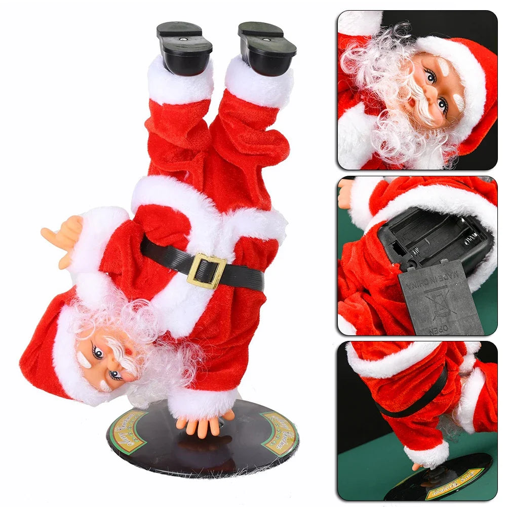 Breakdancing Headstand Santa Plush Toy – Singing & Spinning