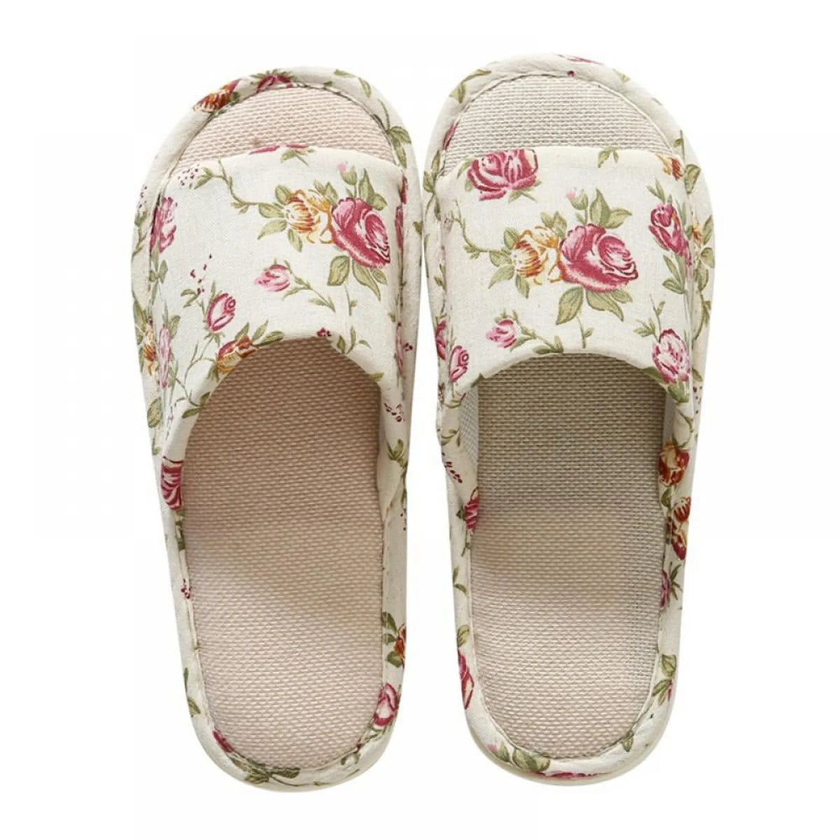 Linen Slippers Women Men Anti-Slip Breathable Indoor Slides