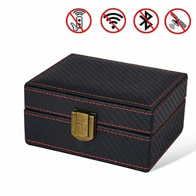 Faraday Box RFID Signal Blocker | Leather Car Key Security Box