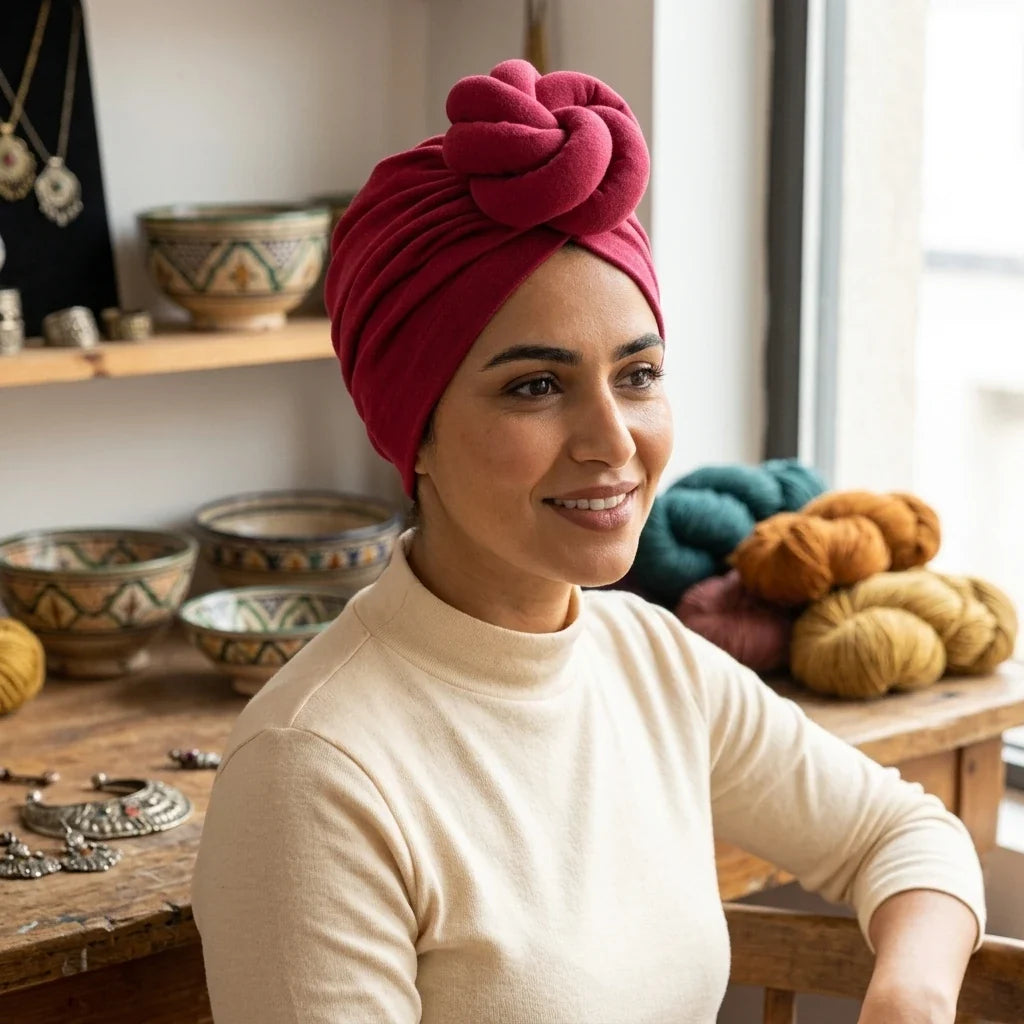 Women's Ethnic Braided Knotted Headscarf | Cotton Knit Hijab