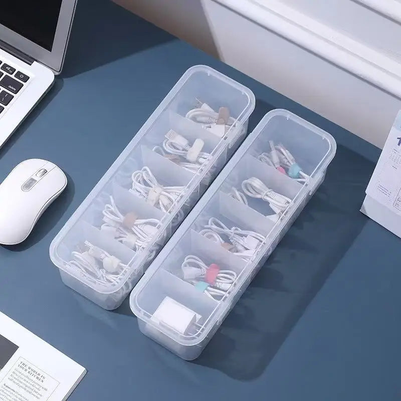 Transparent Compartment Storage Box | Cables, Socks & Home Organizer