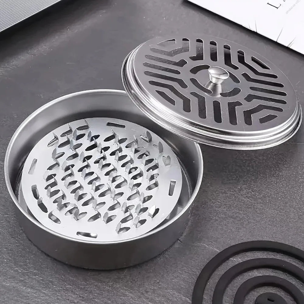 Stainless Steel Mosquito Coil Holder with Fireproof Cover