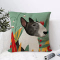 Cartoon Bull Terrier Linen Pillow Cover | Hidden Zipper