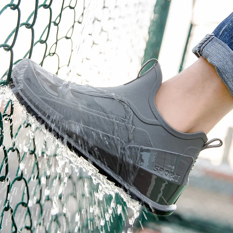 Men's Waterproof Ankle Rain Boots – Non-Slip Outdoor Fishing